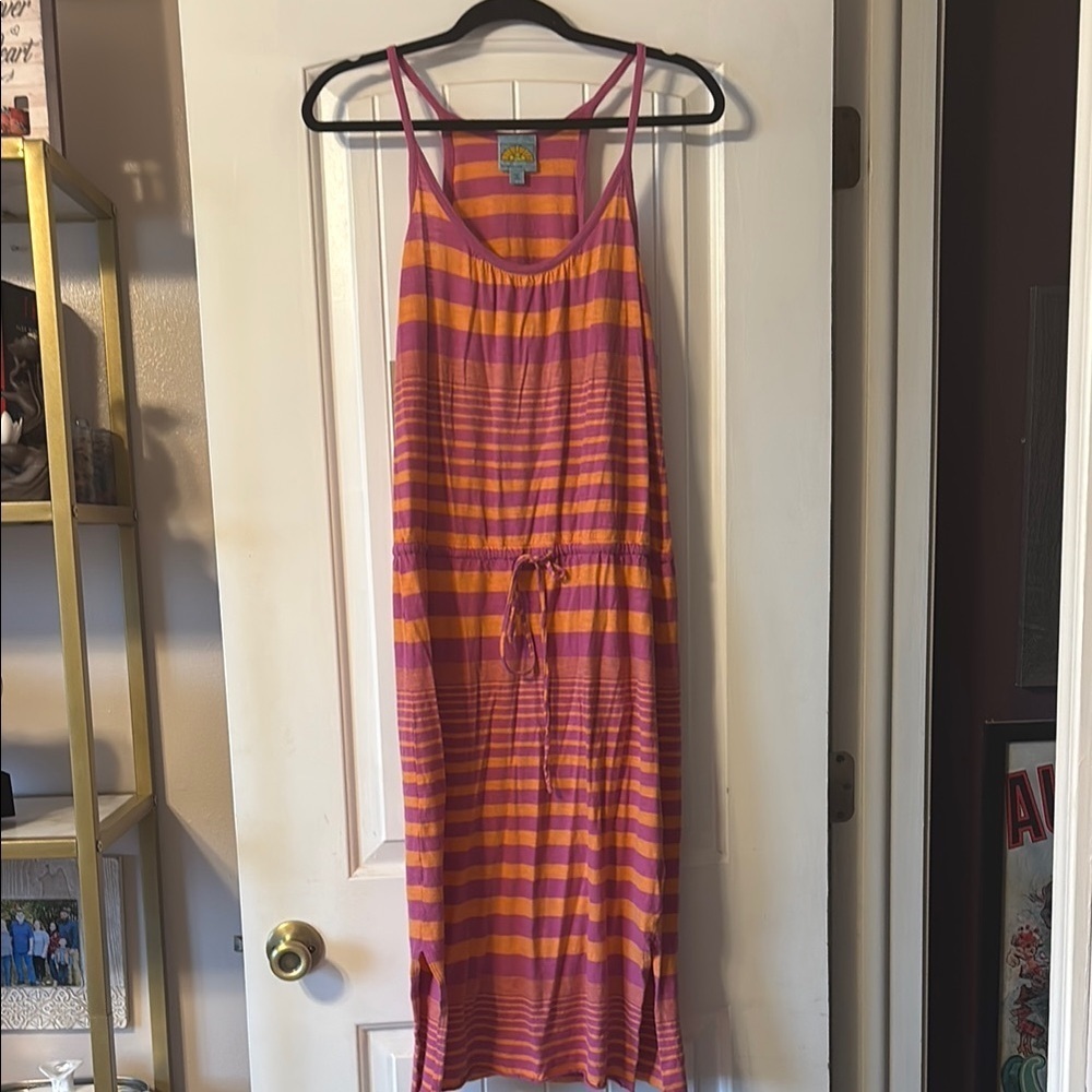 C&C California Orange Red Sleeveless Midi Sundress